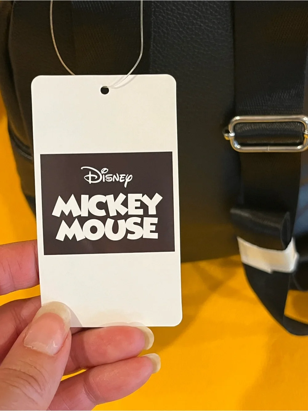 Disney Mickey Mouse black faux leather Mini Backpack w/ holographic details. NWT
